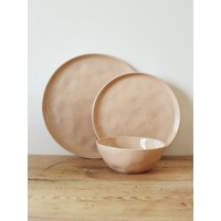 2Er Set Tischset in Sonnenaufgang - Rosa Teller Handgemachte Keramik Geschirr Dinner Großer Steinzeug von bartoncroft