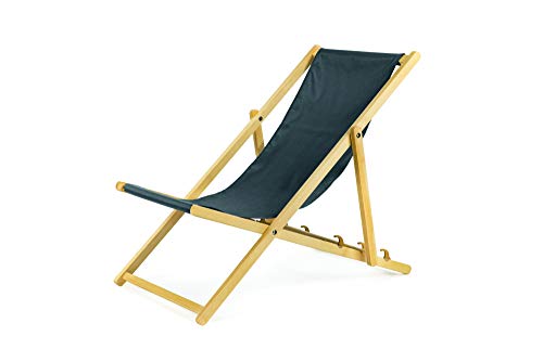 Liegestuhl aus Holz klappbar Klappliegestuhl Strandstuhl Holzklappstuhl Sonnenstuhl Gartenliege Sonnenliege (1, Grau) von bas