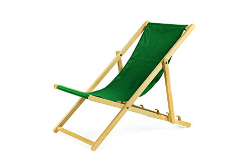 Liegestuhl aus Holz klappbar Klappliegestuhl Strandstuhl Holzklappstuhl Sonnenstuhl Gartenliege Sonnenliege (1, Grün) von bas