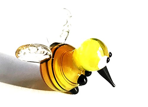 Biene Mini - Miniatur Figur Honigbiene mit Flügel aus Glas - Glasfigur Glücksbringer Mini 8-k2 Glastier Deko Setzkasten Vitrine von basticks