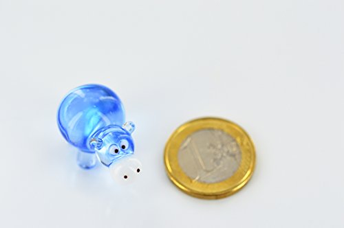Flusspferd Mini Blau - Miniatur Figur aus Glas blaues Nilpferd Hellblau - Hippo Glasfigur Setzkasten Vitrine Deko von basticks
