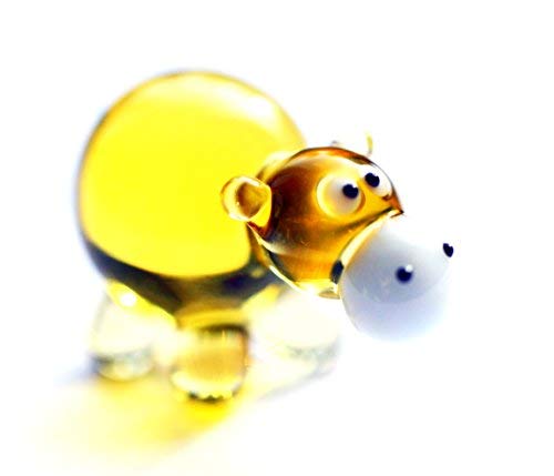 Flusspferd Mini Gelb Figur aus Glas - Glasfigur Nilpferd Goldgelb - Miniatur Setzkasten Deko Vitrine von basticks