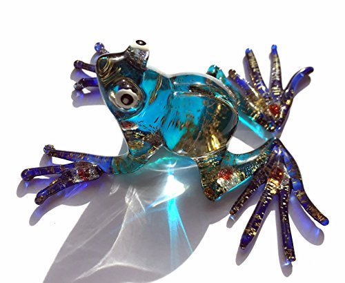 Frosch - Frog Glasfigur Glastier Nr.2 Blau - Figur aus Glas Blauer Baumsteigerfrosch - Frog - Deko Setzkasten Vitrine von basticks