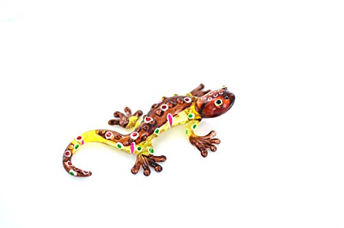 Gecko Gelb Braun S - Glastier Salamander Glas Gelb Bronce Figur S - Glasfigur Eidechse Lurch T von basticks
