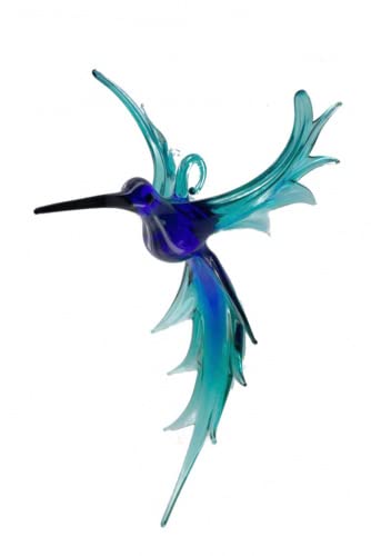 Kolibri Hängend - Blau Eisblau- Glas Figur Vogel Flug Made in Germany - Dekoration Glasfigur von basticks