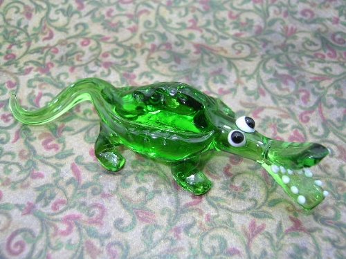 Krokodil - Figur aus Glas Grün - Alligator Setzkasten Deko Vitrine Glastier Glasfigur von basticks