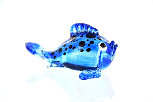 Kugelfisch Blau mit Schwarzen Punkten - Figur aus Glas Puffer - Glasfigur Glasfisch Korallenfisch Zierfisch Deko Setzkasten Vitrine Aquarium von basticks