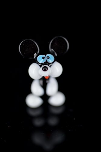 Maus Schwarz Weiß Mini - Mäuschen Figur aus Glas mit blauen Augen - Miniatur - kleine Glasfigur Glastier Deko Setzkasten Vitrine von basticks