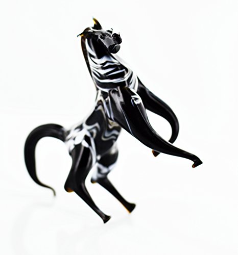 Pferd Figur aus Glas - Glasfigur Schwarz Weiß Wildpferd - Glastier Deko Vitrine von basticks