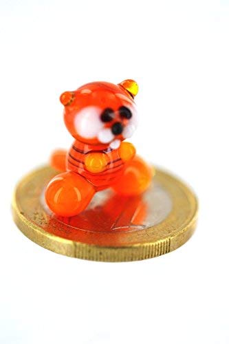 Tiger Mini Orange - Figur aus Glas - Glasfigur Miniatur - Glastier Deko Setzkasten Vitrine von basticks