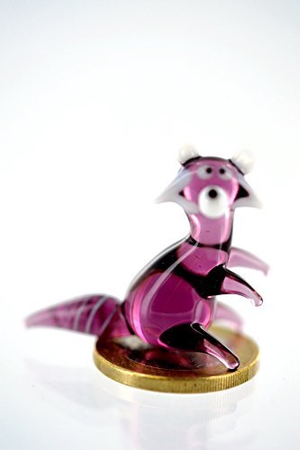 Waschbär Violett Mini - Miniatur Figur aus Glas Lila - Deko Setzkasten Vitrine Glasfigur Bär Raccoon von basticks