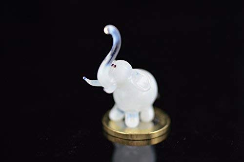 Weißer Elefant Buddha - Miniatur Figur aus Glas - Glasfigur Elephant Mini Weiß Glas Setzkasten Vitrine Deko von basticks