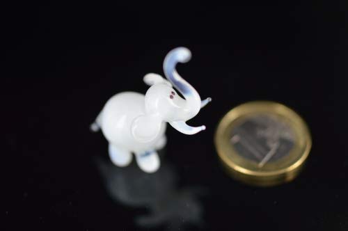Elefant Mini - Miniatur Figur Glas Glasfigur Weißer Elephant Weiß - Deko Setzkasten Vitrine Sammler Glücksbringer von basticks