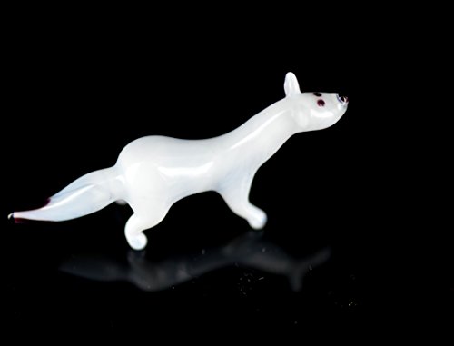 Wiesel Weiß Miniatur - Figur aus Glas - Glasfigur Weißer Hermelin Marder - Mini - Glastier Deko Setzkasten Vitrine von basticks