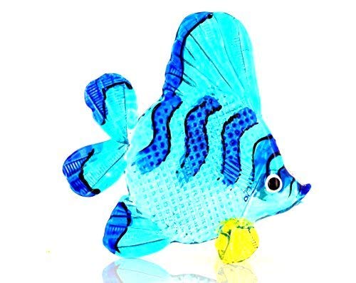 Zierfisch Blau Schwarz Gestreift Gelb - Glas Figur Blauer Korallenfisch 116L Glasfisch Deko Aquarium Vitrine von basticks