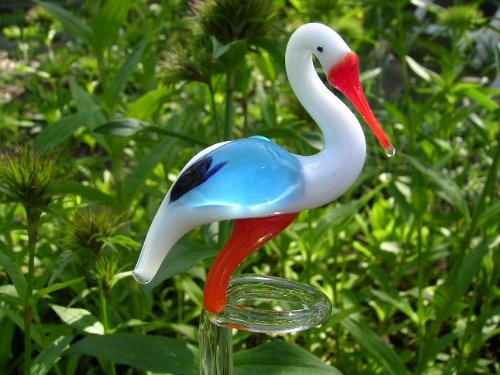 basticks Storch Weiß Blau Orchideenstab - Rankhilfe Blütenstütze aus Glas Mit Figur - Vogel Deko Garten Blumen basticks Storch Weiß Blau Orchideenstab - Rankhilfe Blütenstütze aus Glas Mit Figur - Vogel Deko Garten Blumen von basticks