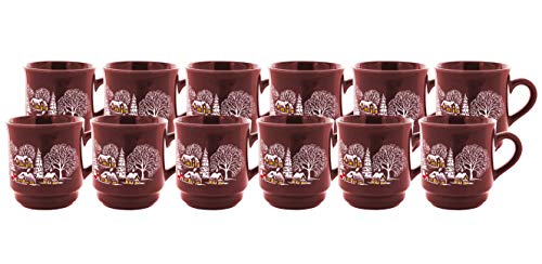 12 x 200 ml Glühweinbecher/Teebecher/Teetasse Porzellan | Rot"Winterlandschaft" von batania