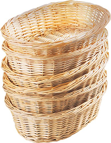 Batania 5er Set Weidenkörbchen, Brotkorb, Geschenkkorb, Präsentkorb, klein, geflochten, oval und leer | L 26 cm x B 19 cm x H 9 cm von BATANIA