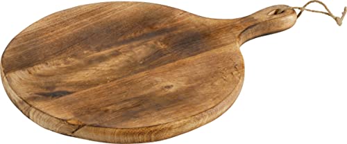 Holzbrett |Schneidbrett | Brotzeitbrett aus Akazienholz | Massives Servier-Brett mit Griff (Rund | ⌀ 30 cm) von BATANIA