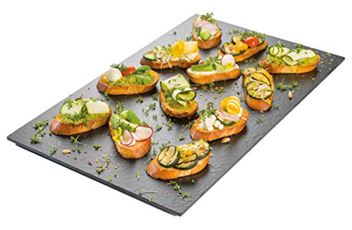 Kunstschiefer Servierplatte | Brotzeitplatte rechteckig | GN 1/1 Format 53x32,5 cm | Perfekt für Buffets, Brotzeit, Käse- oder Wurstplatten von Tusina