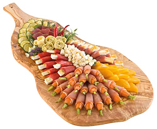 BATANIA Olivenholzbrett, Brotzeitplatte, Holzbrett für Buffet, groß mit Griff | Länge ca. 70 cm, Breite ca. 35-40 cm BATANIA Olivenholzbrett, Brotzeitplatte, Holzbrett für Buffet, groß mit Griff | Länge ca. 70 cm, Breite ca. 35-40 cm von BATANIA