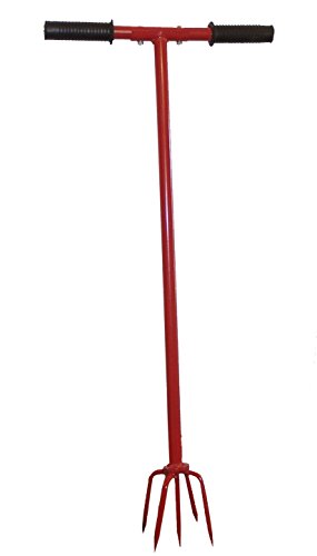 bauCompany24 Erdkralle, 5 Zinken, mit Zentrierspitze, Rot, Bodenfräse, Manuell, Legierter Stahl von bauCompany24