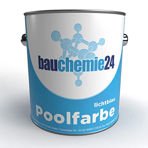 bauchemie24 Poolfarbe Schwimmbadfarbe Schwimmbeckenfarbe | 30kg | lichtblau RAL5012 - Teichfarbe für Becken, Brunnen, Pool aus Beton, grundiertem GfK oder Metall | rissüberbrückend, UV-stabil von bauchemie24
