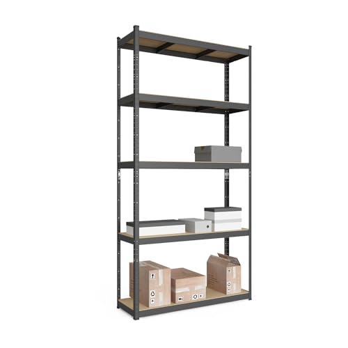 baudim - Metallregal: Flexibles Stahlregal für Lager und Keller. Robustes Steckregal mit anpassbaren Böden. Lastenregal 750 kg 5 MDF-Böden anthrazit, 200x120x60cm von baudim