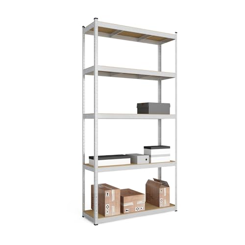 baudim - Metallregal: Flexibles Stahlregal für Lager und Keller. Robustes Steckregal mit anpassbaren Böden. Lastenregal 750kg 5 MDF-Böden verzinkt, 200x120x50cm von baudim