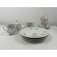 Kaffeeservice Vintage Mitterteich Retro Tellerset Alt Blumenmuster Floral Blumenteller Blumentasse von bayerischeschaetze