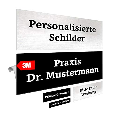 4 Stück Kunststoff Klingelschild selbstklebend Haustür Namensschild Türschild Briefkastenschild verschiedene Größen bis zu 20 x 10 cm mit individueller Gravur von bayesen