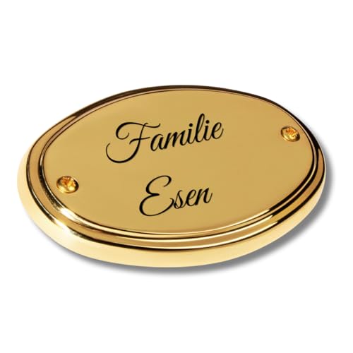 Edel Design Ovales großes Messing Schild - Türschild - Länge 11,1 cm, Breite 7,3 cm, Höhe 0,5 cm mit individueller Gravur Edel Design Ovales großes Messing Schild - Türschild - Länge 11,1 cm, Breite 7,3 cm, Höhe 0,5 cm mit individueller Gravur von bayesen