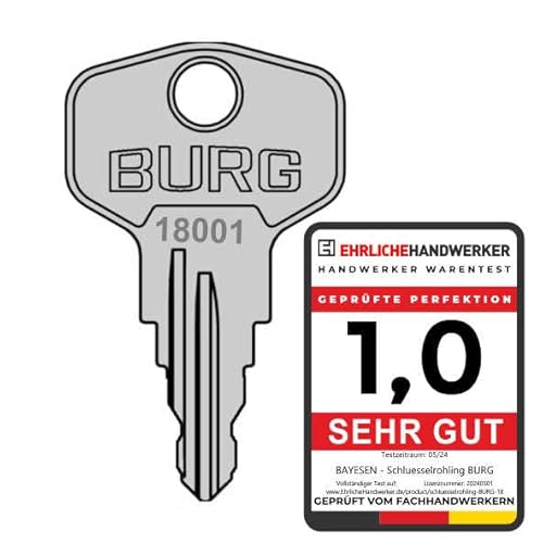 Ersatzschlüssel Kompatibel mit Burg-Wächter - Schlüssel nach Code Universalschlüssel Zusatzschlüssel Möbelschlösser Briefkastenschlüssel Hebelzylinder - Code 18069 von bayesen