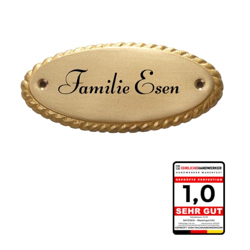 EDEL DESIGN OVAL MIT EINFASSUNG MASSIV MESSING TÜRSCHILD 10 x 0,5 x 4 cm inkl. wunsch Gravur EDEL DESIGN OVAL MIT EINFASSUNG MASSIV MESSING TÜRSCHILD 10 x 0,5 x 4 cm inkl. wunsch Gravur von bayesenCOM
