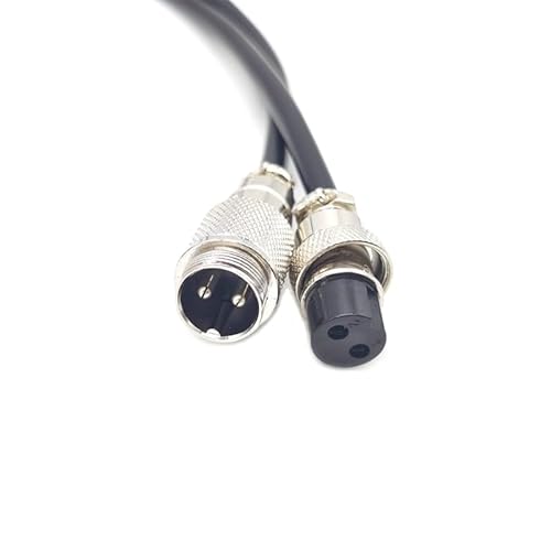 1.64 ft GX16 2 polig Mann zum weiblichen Kopf Luftfahrt Kabel, GX16 2Pins Weiblich zum männlichen Stecker Elektrische Kabel Panel Mount Kreismetall Luftfahrt Adapter Kabel für Schiffe 18AWG (0.5meter) von bayzconn