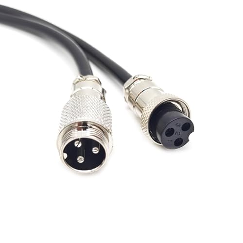 1.64 ft GX16 3 polig Mann zum weiblichen Kopf Luftfahrt Kabel, GX16 3Pins Weiblich zum männlichen Stecker Elektrische Kabel Panel Mount Kreismetall Luftfahrt Adapter Kabel für Schiffe 18AWG (0.5meter) von bayzconn
