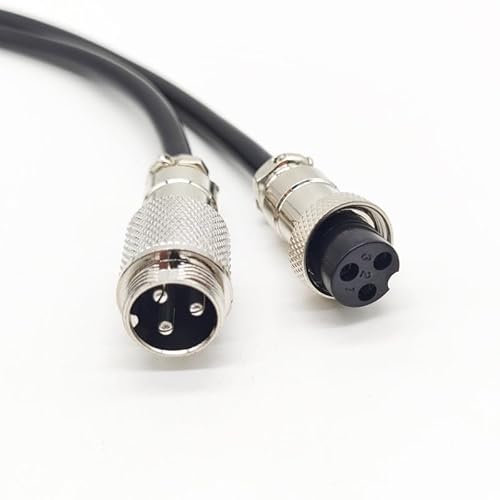 16.4 ft GX20 3 polig Mann zum weiblichen Kopf Luftfahrt Kabel, GX20 3Pins Weiblich zum männlichen Stecker Elektrische Kabel Panel Mount Kreismetall Luftfahrt Adapter Kabel für Schiffe 15AWG (5meter) von bayzconn