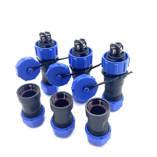 3 Stücke Anschlussstecker Luftfahrtstecker SP17 2 Polig, IP68 2 Pin Lötfreier Aviation-Stecker Wasserdichter Luftfahrtstecker für Außenlampen Verwendet 500V 10A (14AWG Kabel Schraub-Crimp) von bayzconn
