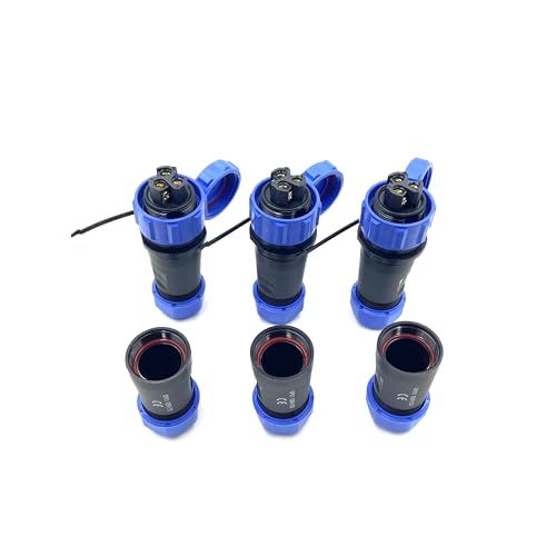 3 Stücke Anschlussstecker Luftfahrtstecker SP21 3 Polig, IP68 3 Pin Lötfreier Aviation-Stecker Wasserdichter Luftfahrtstecker für Außenlampen Verwendet 500V 30A (12AWG Kabel Schraub-Crimp) von bayzconn