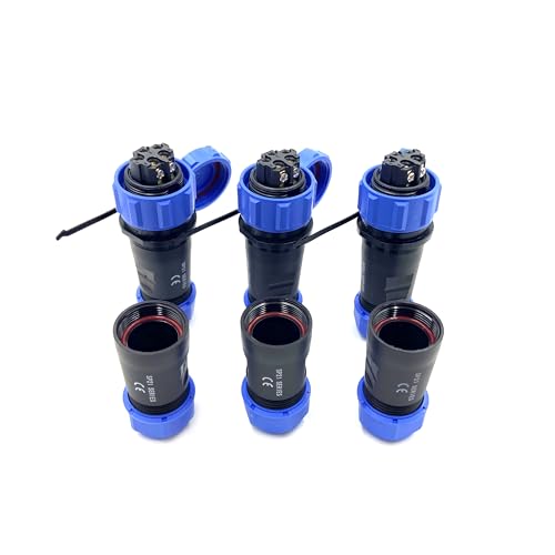 3 Stücke Anschlussstecker Luftfahrtstecker SP21 5 Polig, IP68 5 Pin Lötfreier Aviation-Stecker Wasserdichter Luftfahrtstecker für Außenlampen Verwendet 500V 30A (12AWG Kabel Schraub-Crimp) von bayzconn