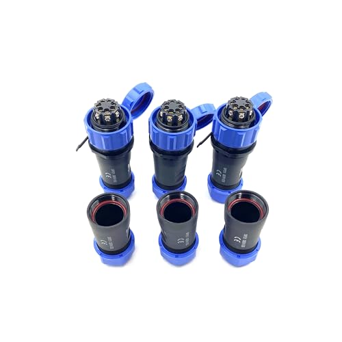 3 Stücke Anschlussstecker Luftfahrtstecker SP21 7 Polig, IP68 7 Pin Lötfreier Aviation-Stecker Wasserdichter Luftfahrtstecker für Außenlampen Verwendet 500V 15A (14AWG Kabel Schraub-Crimp) von bayzconn