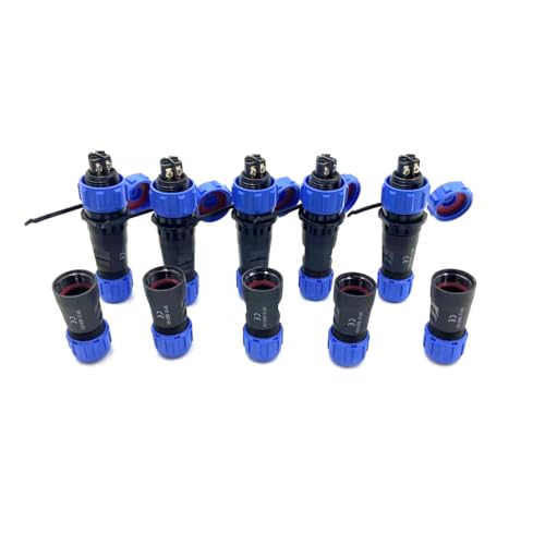 5 Stücke Anschlussstecker Luftfahrtstecker SP13 2 Polig, IP68 2 Pin Lötfreier Aviation-Stecker Wasserdichter Luftfahrtstecker für Außenlampen Verwendet 250V 13A (14AWG Kabel Schraub-Crimp) von bayzconn