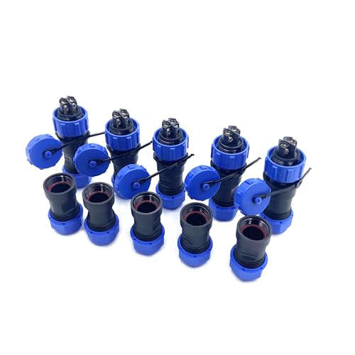 5 Stücke Anschlussstecker Luftfahrtstecker SP17 2 Polig, IP68 2 Pin Lötfreier Aviation-Stecker Wasserdichter Luftfahrtstecker für Außenlampen Verwendet 500V 10A (14AWG Kabel Schraub-Crimp) von bayzconn