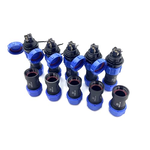 5 Stücke Anschlussstecker Luftfahrtstecker SP17 3 Polig, IP68 3 Pin Lötfreier Aviation-Stecker Wasserdichter Luftfahrtstecker für Außenlampen Verwendet 500V 10A (14AWG Kabel Schraub-Crimp) von bayzconn