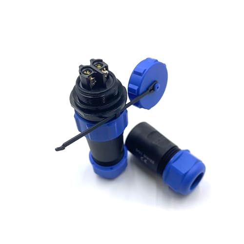 Anschlussstecker Luftfahrtstecker SP21 2 Polig, IP68 2 Pin Lötfreier Aviation-Stecker Wasserdichter und Staubdichter Luftfahrtstecker für Außenlampen Verwendet 500V 30A (12AWG Kabel Schraub-Crimp) von bayzconn
