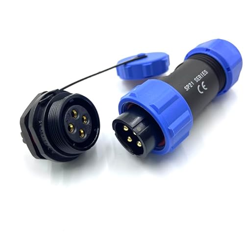 Anschlussstecker Luftfahrtstecker SP21 4 Polig, 4 Pin Lötfreier Aviation-Stecker IP68 Wasserdichter und Staubdichter Luftfahrtstecker für Außenlampen Verwendet 500V 30A (12AWG Kabel Schraub-Crimp) von bayzconn