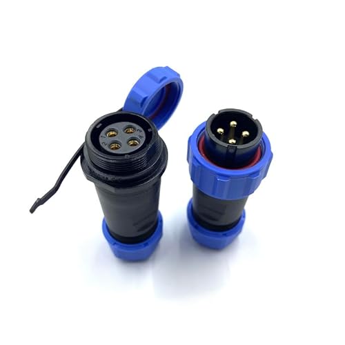 Anschlussstecker Luftfahrtstecker SP21 4 Polig, IP68 4 Pin Lötfreier Aviation-Stecker Wasserdichter und Staubdichter Luftfahrtstecker für Außenlampen Verwendet 500V 30A (12AWG Kabel Schraub-Crimp) von bayzconn