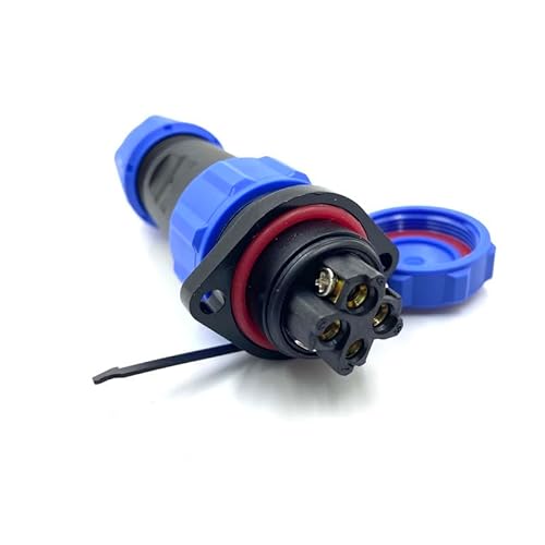 Anschlussstecker Luftfahrtstecker SP21 4 Polig, Lötfreier 2 Löcher Flansch Aviation-Stecker IP68 Wasserdichter und Staubdichter Luftfahrtstecker für Außenlampen 500V 30A (12AWG Kabel Schraub-Crimp) von bayzconn
