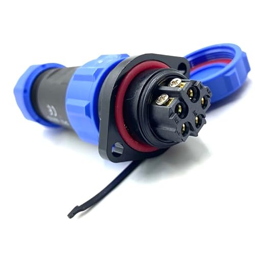 bayzconn SP21 5 Polig Lötfreier 2 Löcher Flansch Aviation-Stecker IP68 Wasserdichter und Staubdichter Luftfahrtstecker für Außenlampen 500V 30A (12AWG Kabel Schraub-Crimp) von bayzconn