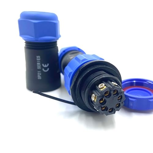 Anschlussstecker Luftfahrtstecker SP21 7 Polig, IP68 7 Pin Lötfreier Aviation-Stecker Wasserdichter und Staubdichter Luftfahrtstecker für Außenlampen Verwendet 500V 15A (14AWG Kabel Schraub-Crimp) von bayzconn